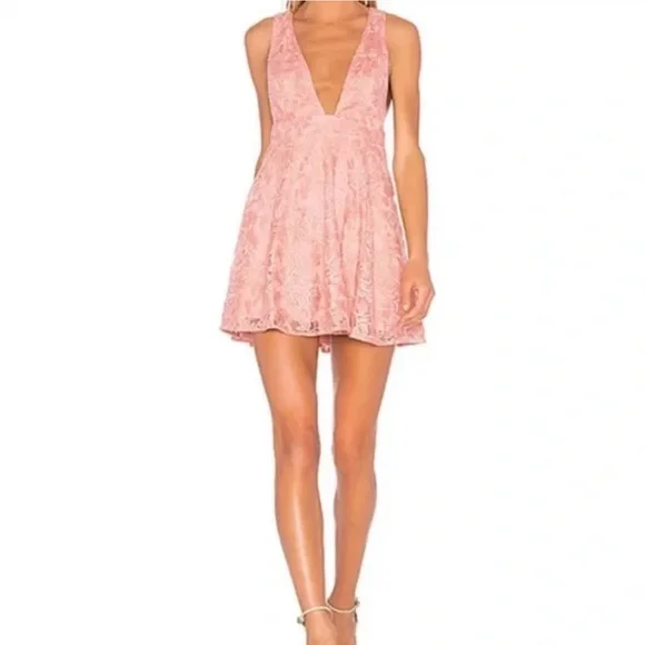 NBD, Low v-neckline dress, Salmon, S - Picture 1 of 4